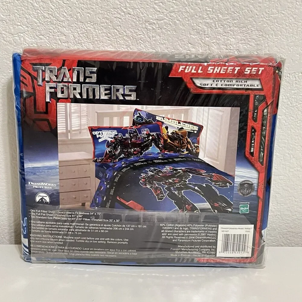 Transformers Optimus Prime Full Sheet Set & 2 Standard Pillowcases 2007 NEW